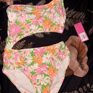 Ninety-Nine Floral One-Shoulder One piece bathing suit